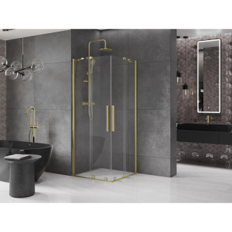 Mexen Velar Duo vysúvací sprchovací kút 90x90, transp., brúsené zlato 871-090-090-02-55