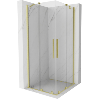 Mexen Velar Duo vysúvací sprchovací kút 100x100, transp., brúsené zlato 871-100-100-02-55