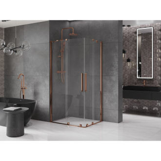 Mexen Velar Duo vysúvací sprchovací kút 100x90, transp., ružové zlato 871-100-090-02-60