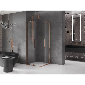 Mexen Velar Duo vysúvací sprchovací kút 100x100, transp., ružové zlato 871-100-100-02-60