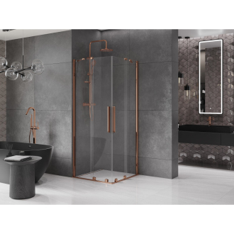 Mexen Velar Duo vysúvací sprchovací kút 100x100, transp., ružové zlato 871-100-100-02-60
