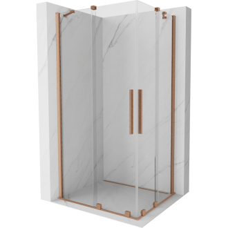 Mexen Velar Duo výsuvný sprchovací kút 90x80, transp., brúsená meď 871-090-080-02-65