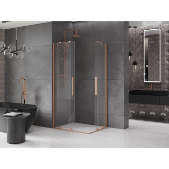 Mexen Velar Duo výsuvný sprchovací kút 90x80, transp., brúsená meď 871-090-080-02-65