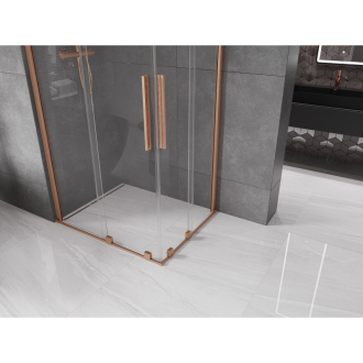 Mexen Velar Duo vysúvací sprchovací kút 100x90, transp., brúsená meď 871-100-090-02-65