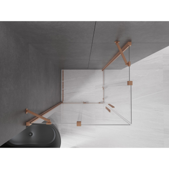 Mexen Velar Duo vysúvací sprchovací kút 100x90, transp., brúsená meď 871-100-090-02-65