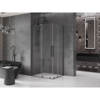 Mexen Velar Duo sprchovací kút 90x80 cm, priehľadná, šedá kartáčovaná 871-090-080-02-66