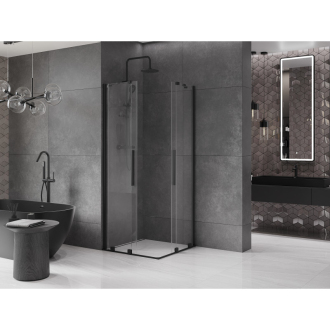 Mexen Velar Duo výsuvná sprchová kabína 100 x 100 cm, priehľadná, čierna - 871-100-100-02-70