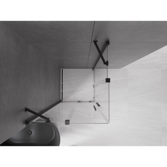 Mexen Velar Duo výsuvná sprchová kabína 100 x 100 cm, priehľadná, čierna - 871-100-100-02-70