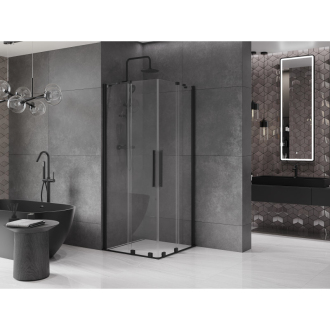 Mexen Velar Duo výsuvná sprchová kabína 100 x 100 cm, priehľadná, čierna - 871-100-100-02-70