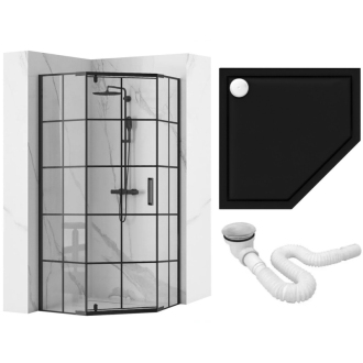 Sprchovací kút REA DIAMOND 90x90 - matná čierna