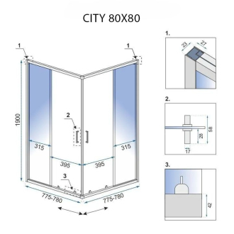 Sprchovací kút REA City 80x80 Black