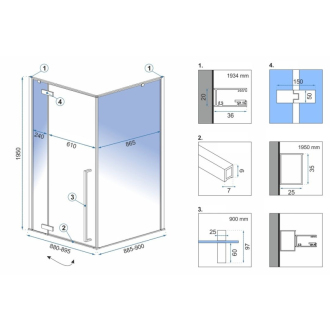 Sprchovací kút REA FARGO 90x90 - matný čierny