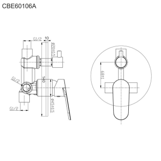 Mereo Mada sprchová batéria podomietková s prepínačom, Mbox, okrúhly kryt M-CBQ60106MA