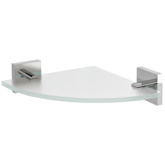 X-SQUARE sklenená polica rohová, štvrťkruhová 200x200mm, chróm/mliečne sklo XQ009-01