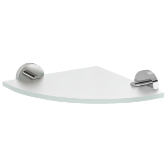 X-ROUND sklenená polica rohová, štvrťkruhová 200x200mm, chróm / mliečne sklo XR009-01