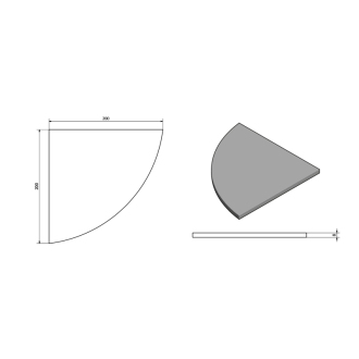 X-ROUND sklenená polica rohová, štvrťkruhová 200x200mm, chróm / mliečne sklo XR009-01