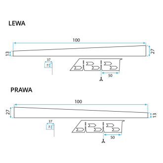 Rea Spádová lišta sprchovej vaničky 100cm, nikel REA-K3212