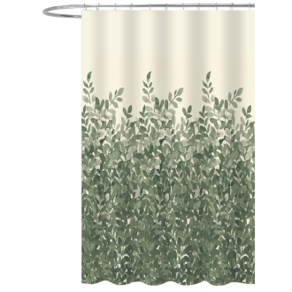 Sprchový záves 180x200cm, polyester, zelené listy ZP012