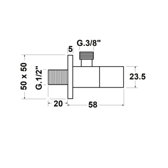 Rohový ventil hranatý, 1/2&quot;x3/8&quot;, zlato mat SL219