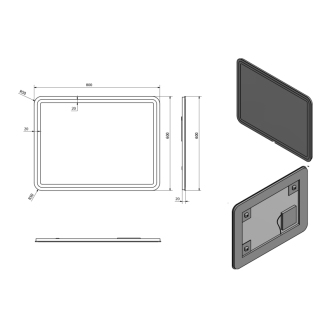 NYX zrkadlo s LED osvetlením 600x800mm NY060