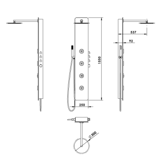 SPIRIT ROUND termostatický sprchový panel 250x1550mm, biela 71151