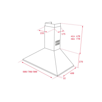 TEKA Komínový odsávač pár DBB 90 X Nerez, š= 90 cm