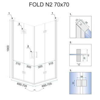 Rea Sprchovací kút 900x900x1900 bez vaničky - sklo transparent Fold N2 REA-K9991