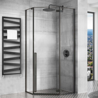 Rea sklenený kout priehľadný 1000 x 1000 x 1950 Diamond Black REA-K5623