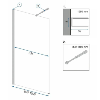 Rea Zástena walk-in Aero Black 100 REA-K6596