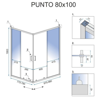 Rea Sprchovací kút Punto Black 80x100 REA-K4806