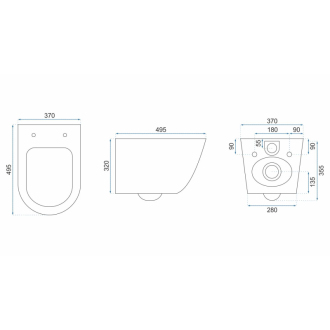 Rea Závesné WC Carlo Mini Rimless Duroplast/Flat/ZM Black Mat REA-C8489