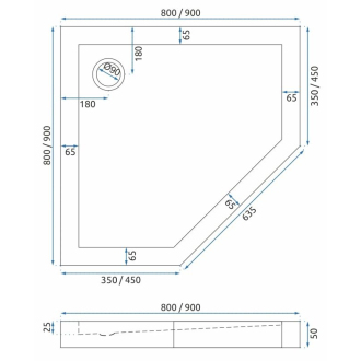Rea Sprchová vanička Diamond Black 90x90 REA-K8543
