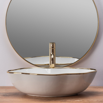 Rea Umývadlo na dosku Pearl Gold Edge REA-U0696