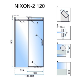 Rea Posuvné sprchové dvere Nixon-2 120, pravé REA-K5003