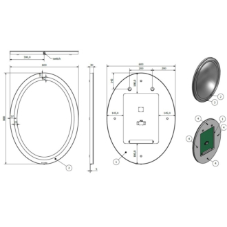 BEČVA oválne zrkadlo s LED osvetlením V 800 × Š 600 mm ZRBECV8060