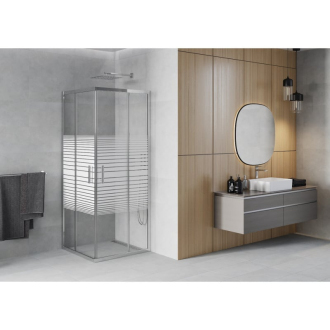 MEXEN RIO sprchovací kút štvorec 70x70x190 cm 5mm chróm-pásy 860-070-070-01-20