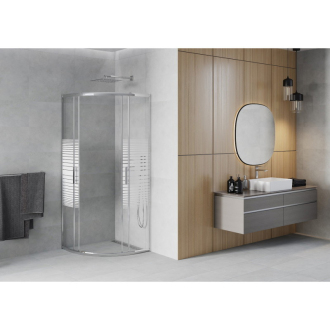 MEXEN RIO sprchovací kút štvrťkruh 80x80x190 cm 5mm chróm-pásy 863-080-080-01-20