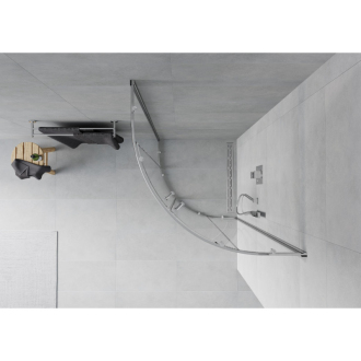MEXEN RIO sprchovací kút štvrťkruh 90x90x190 cm 5mm chróm-číre 863-090-090-01-00