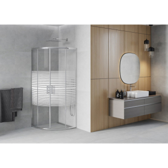 MEXEN RIO sprchovací kút štvrťkruh 90x90x190 cm 5mm chróm-pásy 863-090-090-01-20