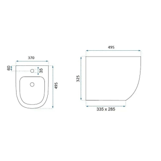 REA Carlo Mini závesný bidet, lesklá čierna REA-C6380