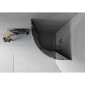 MEXEN RIO sprchovací kút štvrťkruh 70x70x190 cm 5mm chróm-dymové 863-070-070-01-40