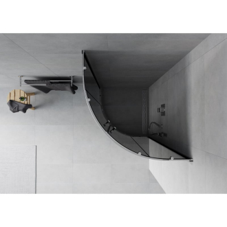 MEXEN RIO sprchovací kút štvrťkruh 80x80x190 cm 5mm chróm-dymové 863-080-080-01-40