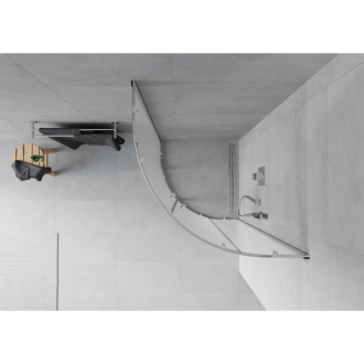 MEXEN RIO sprchovací kút štvrťkruh 90x90x190 cm 5mm chróm-satén 863-090-090-01-30
