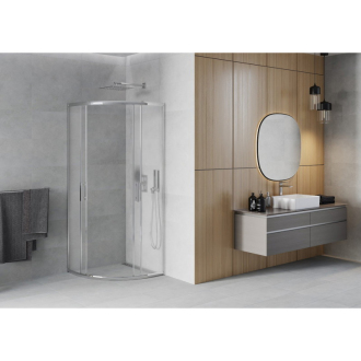 MEXEN RIO sprchovací kút štvrťkruh 90x90x190 cm 5mm chróm-satén 863-090-090-01-30