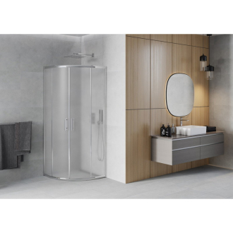 MEXEN RIO sprchovací kút štvrťkruh 90x90x190 cm 5mm chróm-satén 863-090-090-01-30