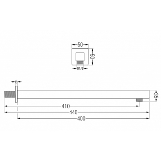 MEXEN Sprchové rameno 25x25 mm, 40 cm chróm 79111-00