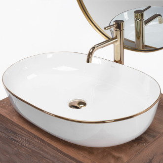 Rea umývadlo na dosku Cleo - white gold edge REA-U6211