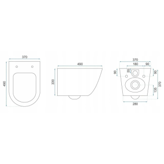 Rea Carlo Mini Rimless Duroplast Flat WC závesná misa čierna/zlatá REA-C8800
