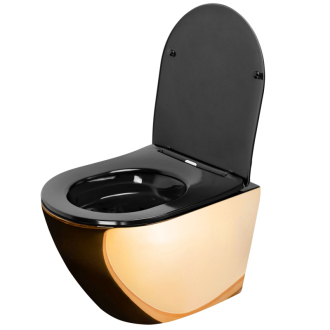Rea Carlo Flat Mini WC závesná misa bez splachovacieho okruhu Zlatá/Čierna REA-C8990