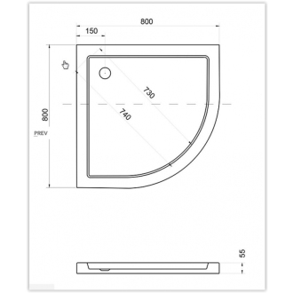 ARON - štvrťkruhová sprchová vanička akrylátová 90x90x5, 5cm OLBVANACARO90